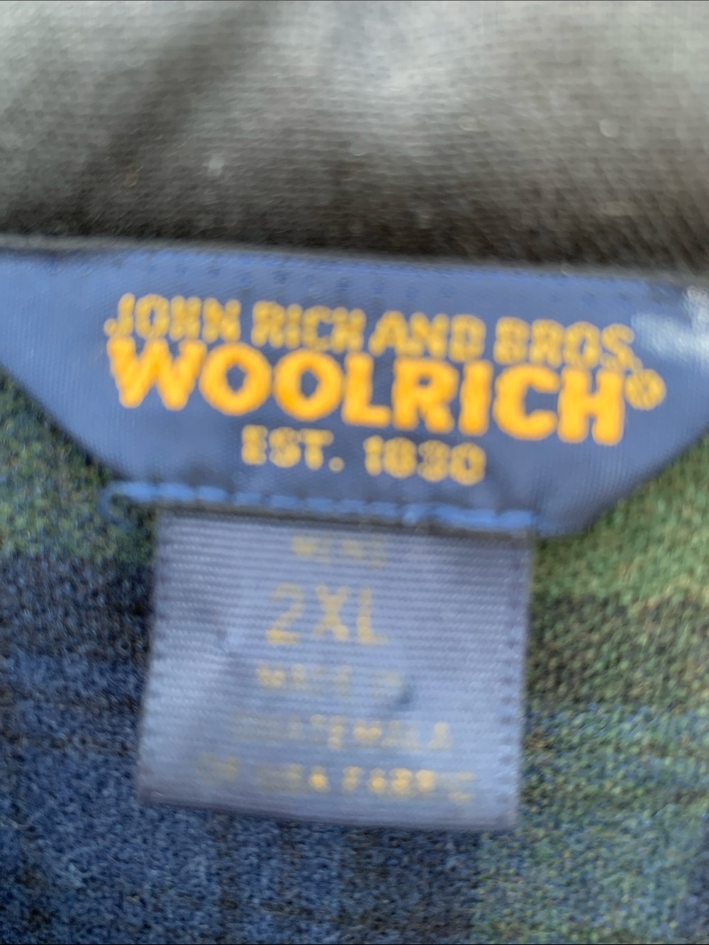 Woolrich Olive Green and Navy Blue Plaid Wool Shirt 2XL - Picture 2 of 5